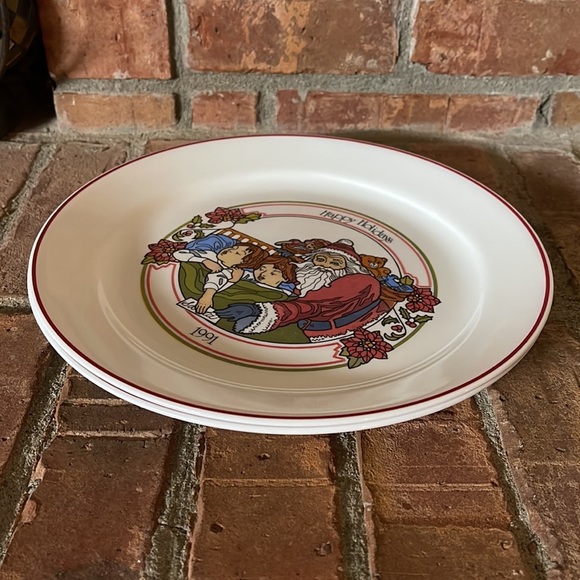 Vtg Corelle Happy Holidays Visions of Sugar Plums 1991 Set of 2 Dinner Plates - Picture 5 of 5